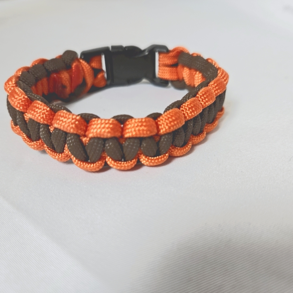 Handmade Orange and Brown 550 Paracord Bracelet 7.5"